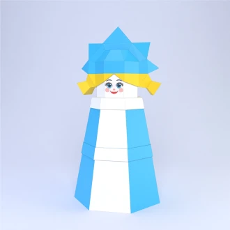 Low Poly Snow Maiden From Boxes Papercraft Template | DIY 3D Geometric Snegurochka Figure | Christmas Decor