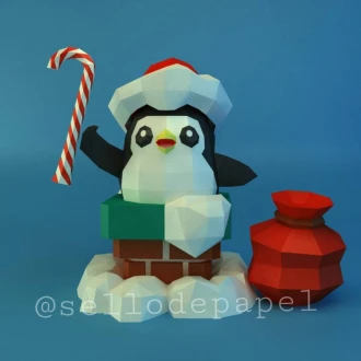Pengu Christmas Featherknight - League of Legends - Christmas Penguin Papercraft PDF Template DIY 3d Model FanArt Paper Sculpture Low Poly Pepakura Craft Manualidad Papel