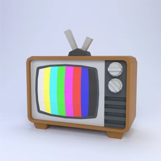 Low Poly Retro TV with Antenna Papercraft Template | DIY 3D Geometric Television Model | Vintage Media Decor