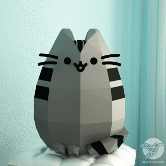 Pusheen Cat - Michi - Gato Papercraft PDF Template DIY 3d Model FanArt Paper Sculpture Low Poly Pepakura Craft Manualidad Papel