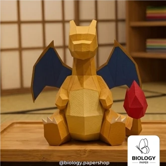 Pokemon Charizard Basic Low Poly Papercraft Template Pepakura PDF DIY Handmade