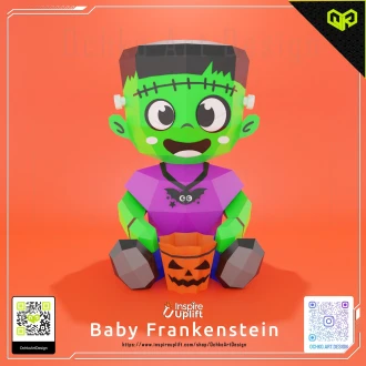 Halloween Baby Frankenstein Low poly Papercraft | OchkoArtDesign