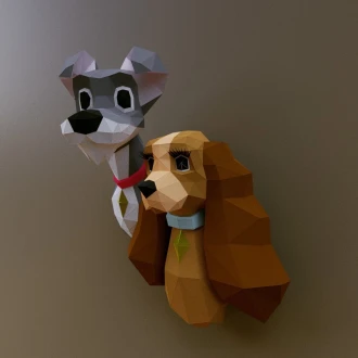 Lady and the Tramp 3D Digital Template PDF | DIY Papercraft | Disney | Instant Download |