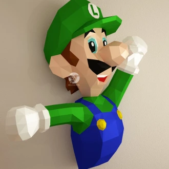 Super Luigi - Mario Bros Papercraft PDF Template DIY 3d Model FanArt Paper Sculpture Low Poly Pepakura Craft Manualidad Papel