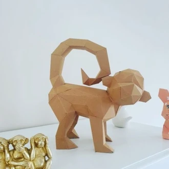 Monkey papercraft. You get PDF digital file templates and instructions for these DIY modern paper sculpture.