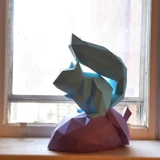 Squirrel papercraft. You get PDF digital file templates and instructions for these DIY modern paper sculpture.