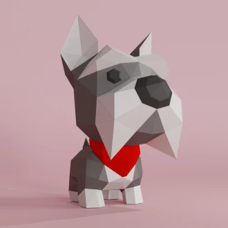 3D Low Poly Schnauzer Puppy DIY | Printable Papercraft | Unique Geometric Decoration | Original Gift | Relaxing Craft | PDF model