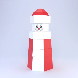 Low Poly Stacked Box Santa Claus Papercraft Template | DIY 3D Geometric Christmas Figure | Festive Holiday Decor