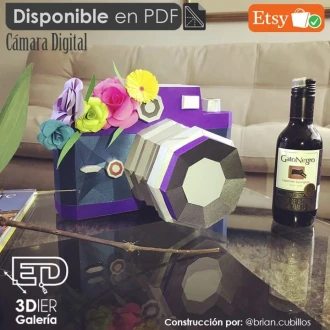 Camera Digital PDF Papercraft Templates, Paper Art and Craft for Home Decor, DIY, 3DIER, PDF Patterns, Papercraft Templates, Low Poly