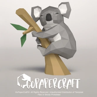 3D papercraft DIY The Koala Low Poly GoPapercraft