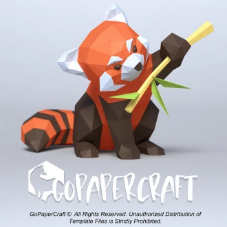 3D papercraft DIY The Red Panda Low Poly GoPapercraft