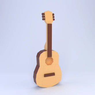Low Poly Acoustic Guitar Papercraft Template | DIY 3D Musical Instrument Sculpture | Musician & Studio Decor