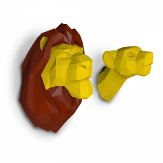 Lion and Lioness Head Papercraft Template | 3D Animal Paper Sculpture | DIY Cut File | Safari Decor | Regal Wall Art