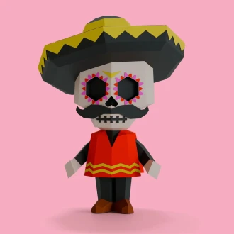 Calaverita 3D Digital Template PDF | DIY Papercraft | Day of the Dead Decoration | Altar | Instant Download |