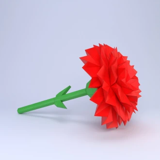 Low Poly Carnation Bloom Papercraft Template | DIY 3D Everlasting Flower Sculpture | Memorial Craft