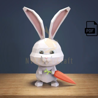 Papercraft Hot Rabbit, Paper Craft Hot Rabbit Model, Hot Rabbit PDF template, 3D Hot Rabbit sculpture, Low poly pattern Hot Rabbit