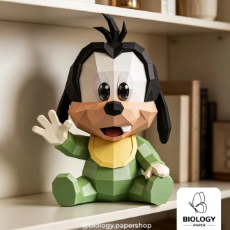 Goofy Dog Baby Low Poly Papercraft Template Pepakura PDF DIY Handmade