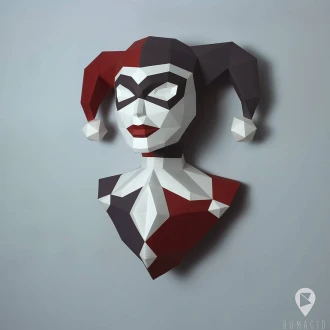 Harley Quinn for Creative Crafts & Decor, PDF Template, Paper Sculpture, DIY, Pepakura Pattern, Handmade, Papercraft, Lowpoly, Lowpoly Papercraft, BUMAGID