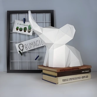 Baby Elephant for Creative Crafts & Decor, PDF Template, Paper Sculpture, DIY, Pepakura Pattern, Handmade, Papercraft, Lowpoly, Lowpoly Papercraft, BUMAGID