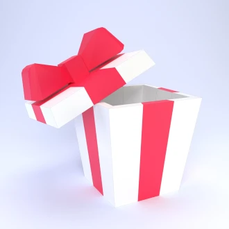 Classic Striped Gift Box Papercraft Template | DIY 3D Low Poly Present Packaging with Bow | Festive Occasion Wrapping Solution