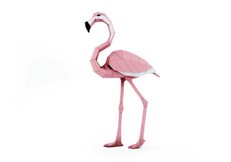 Flamingo PDF Template, Low Poly, Paper Sculpture, DIY, Pepakura Pattern, Handmade, Papercraft, Lowpoly, Lowpoly Papercraft, HBPAPERstuff