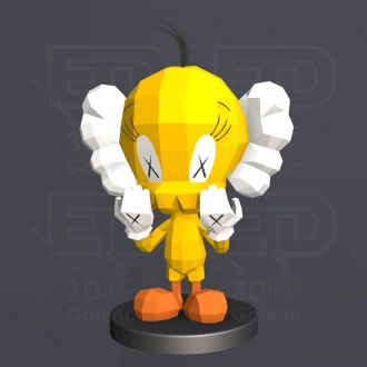 Kaws Tweety Vinyl, Kaws Piolin PDF Papercraft Templates, Paper Art and Craft for Home Decor, DIY, 3DIER, PDF Patterns, Papercraft Templates, Low Poly