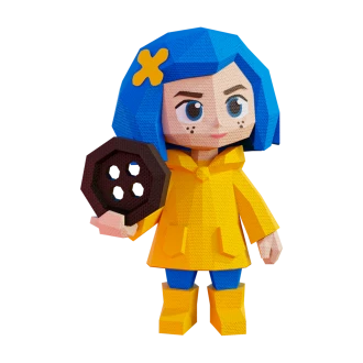 Coraline, Halloween Low Poly Papercraft