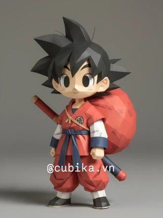 Son Goku Papercraft Template | DIY 3D Low Poly Anime Model | Dragon Ball Fan Art & Desk Decor | Unique Gift