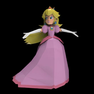 Princess Peach Papercraft , PDF Template, DIY 3d Model, FanArt, Paper Sculpture, Low Poly, Pepakura, Craft, Manualidad, Arte de Papel