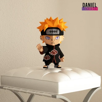 Pain Chibi, Anime Template, DIY 3d Model, FanArt, Paper Sculpture, Low Poly, Pepakura, Craft, Manualidad, Paper Art