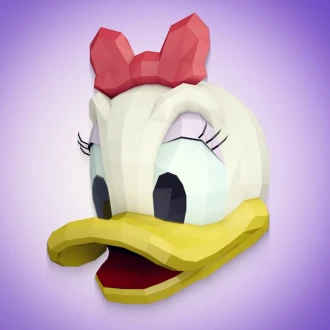 Daisy Duck Mask Papercraft, DIY, Low-poly Papercraft