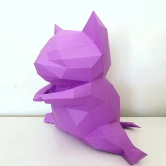 Cat Froufrou Doing Yoga papercraft. You get PDF digital files template and instructions for this DIY (do it yourself) modern paper sculpture.