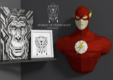 Flash Papercraft Hero, Paper Sculpture, Low Poly PDF Template, DIY Decor & Gift