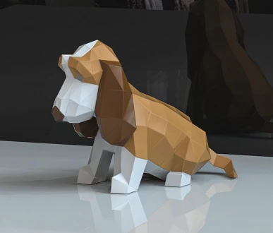 Basset Hound Puppy Papercraft, Lowpoly, Lowpoly Papercraft