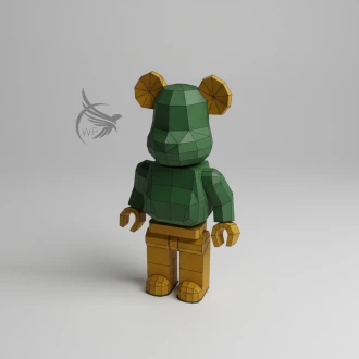 Bearbrick Low Poly Papercraft, Bear Paper Sculpture, Low Poly PDF Template, DIY Decor & Gift