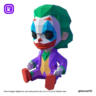 Baby Joker Siting, DC Universe Papercraft Low Poly 3d DIY Kenart10