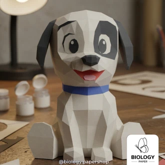 Dalmatian Dog Low Poly Papercraft Template Pepakura PDF DIY Handmade