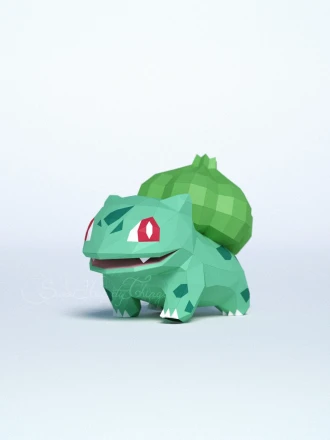 DIY 3d papercraft Pokemon Bulbasaur PDF Templates Low Poly SweetHeartyThings