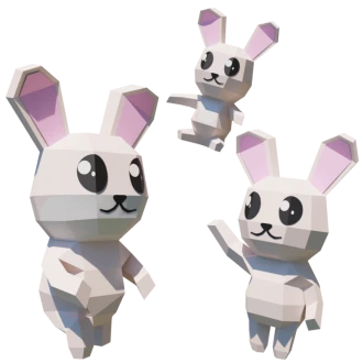 Bunny (Bidou Patate) Papercraft, Lowpoly Papercraft, Fovea - Papercraft - Nonitt