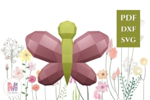 Butterfly Papercraft Template: 3D Low Poly Model (PDF, SVG, DXF)