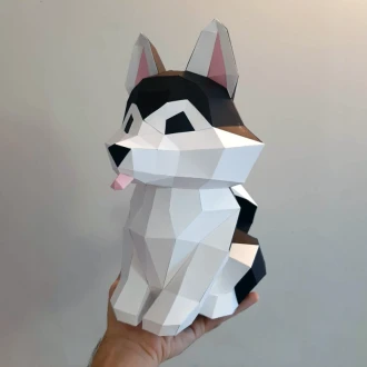 Cute Husky Tongue Out Papercraft, Lowpoly Papercraft, Trigonocraft
