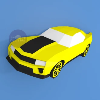 Chevrolet Camaro Car PDF Template, Low Poly, Paper Sculpture, DIY, Pepakura Pattern, Handmade, Papercraft, Lowpoly, Lowpoly Papercraft