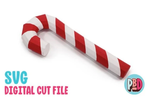 Candy Cane 3D Papercraft SVG