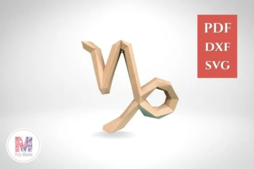 Capricorn Papercraft Template: 3D Low Poly Model (PDF, SVG, DXF)