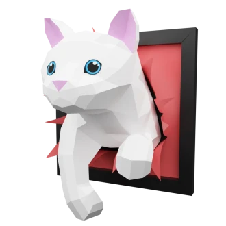 Cat 3d paper craft PDF, DIY papercraft cat model template,origami cat,cat low poly