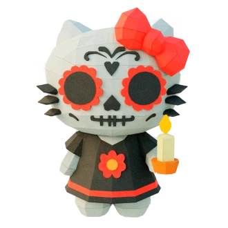Hello Kitty Catrina Costume Low Poly Papercraft