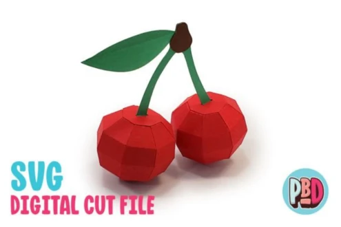 Cherries 3D Papercraft SVG