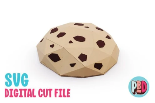 Chocolate Chip Cookie 3D Papercraft SVG