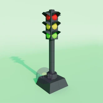 Traffic Light PDF Template, Low Poly, Paper Sculpture, DIY, Pepakura Pattern, Handmade, Papercraft, Lowpoly, Lowpoly Papercraft