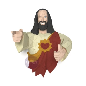 The Buddy Christ PDF Template, Low Poly, Paper Sculpture, DIY, Pepakura Pattern, Handmade, Papercraft, Lowpoly, Lowpoly Papercraft